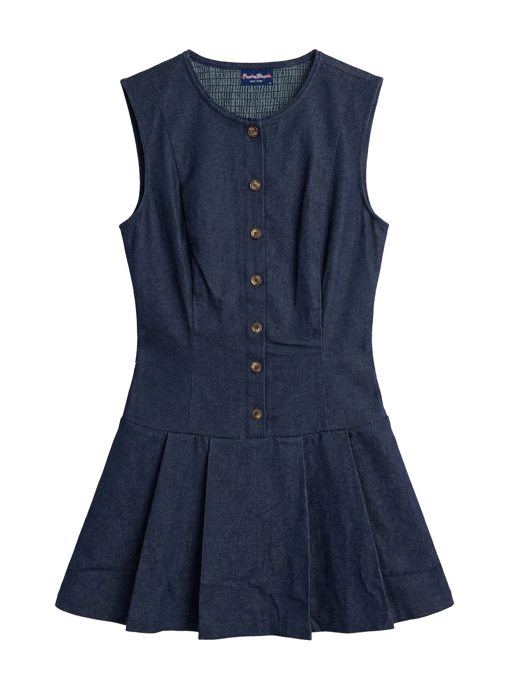 Women's Denim Pleated Dress Dark Wash - Image 6