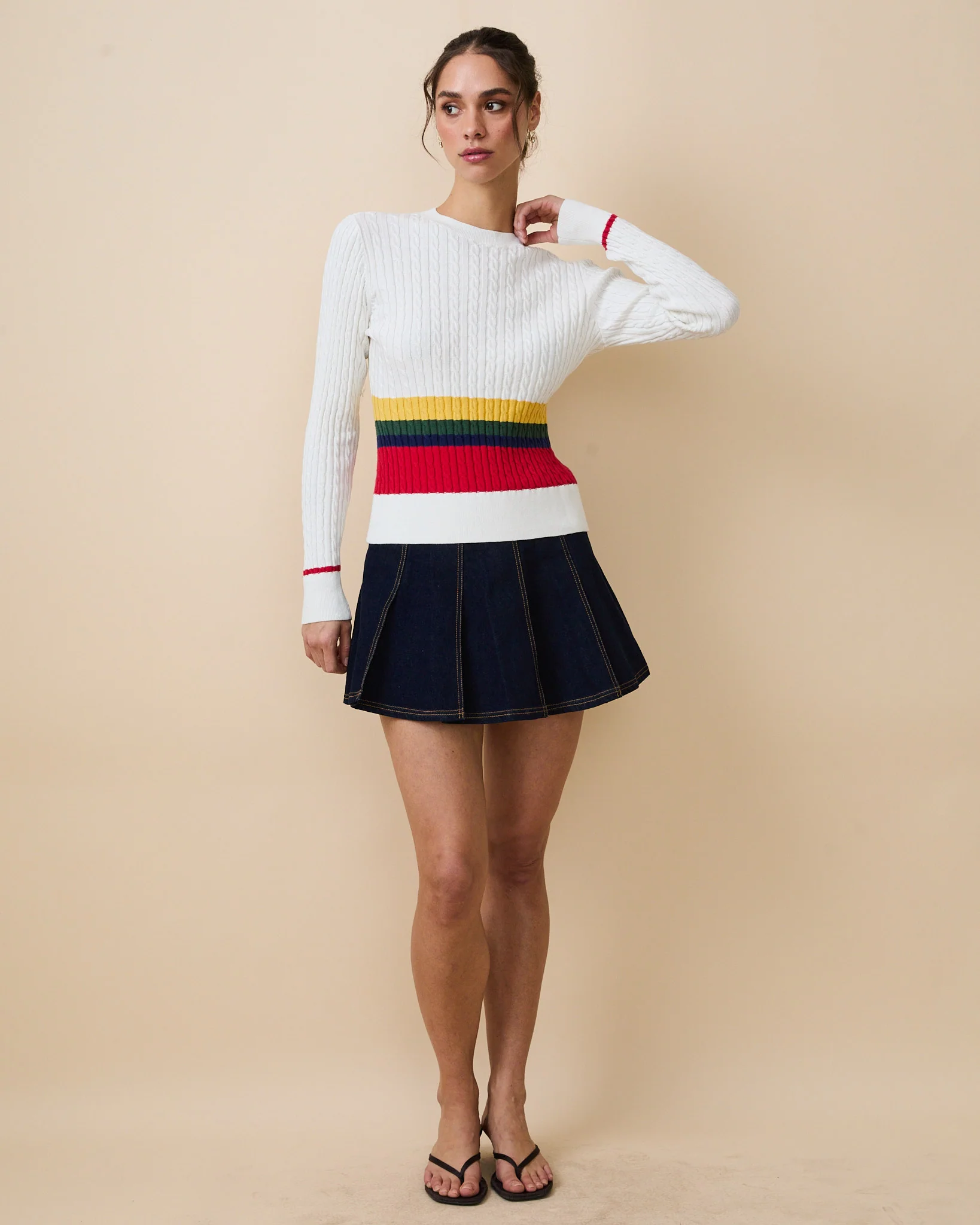 Women's Denim Pleated Mini Skirt Rinse Wash - Image 6