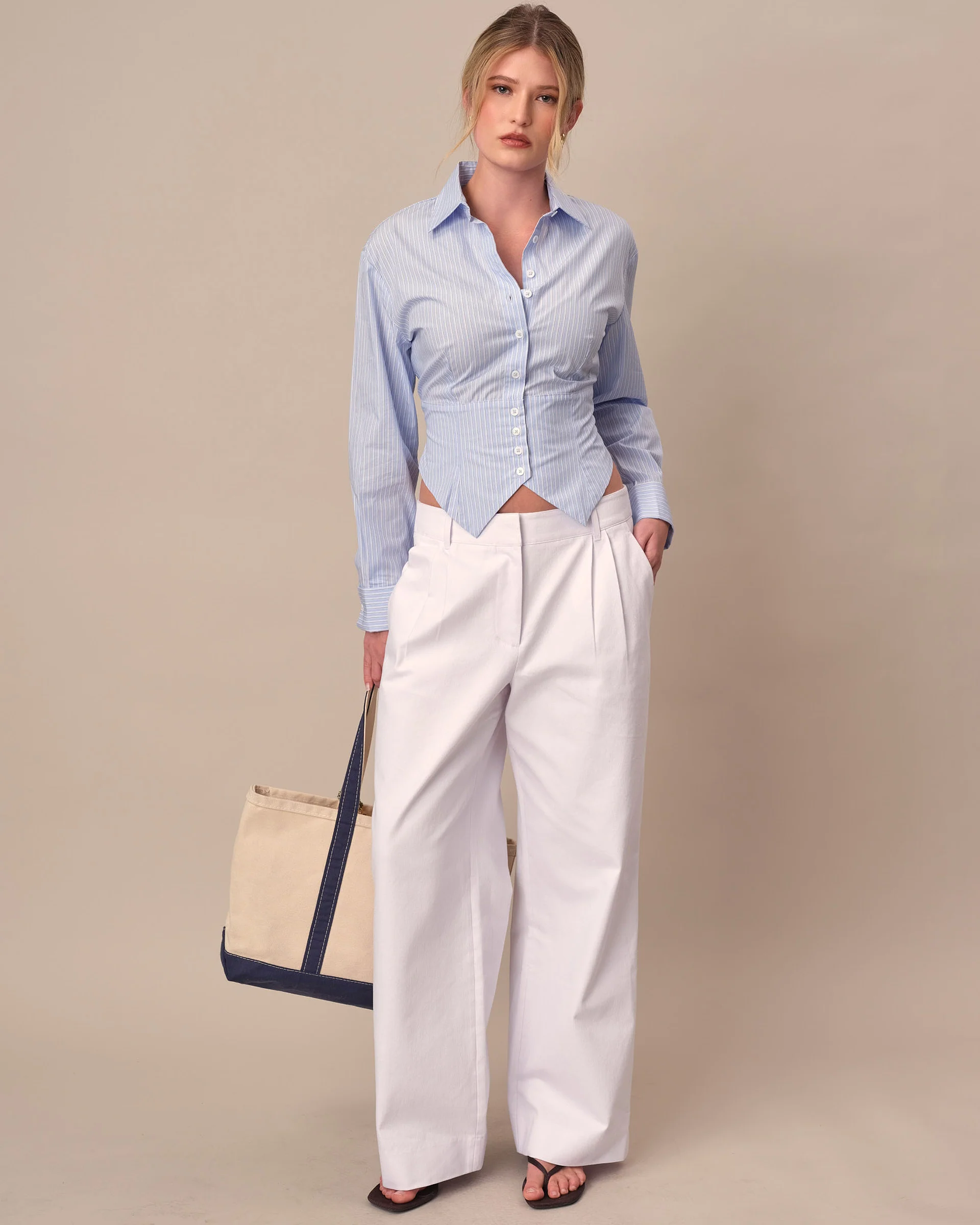 Women's Denim Trouser White - Image 3