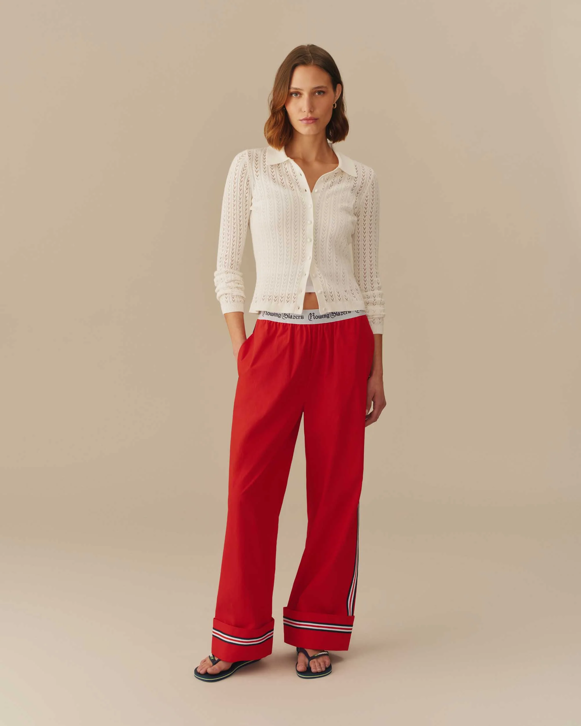 Lightweight Pointelle Cardigan White - Image 4