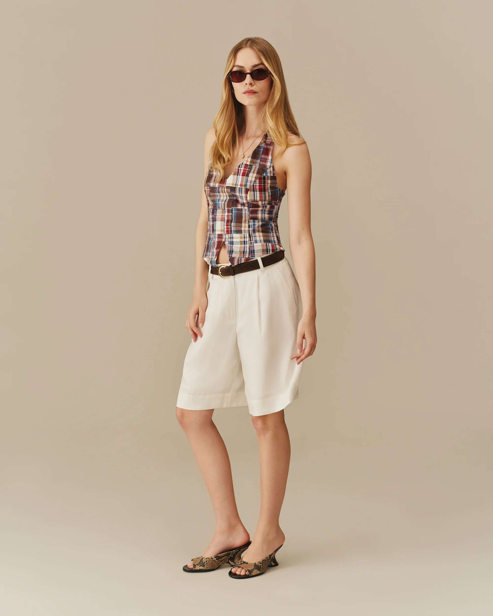 Women's Linen Tencel Bermuda Trouser Short White - Image 6