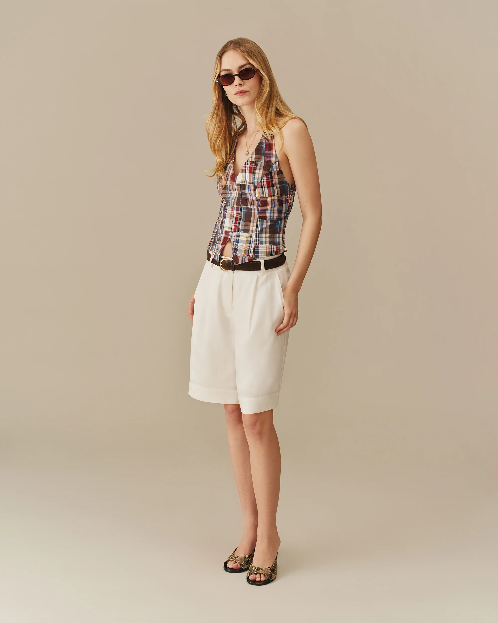 Women's Linen Tencel Bermuda Trouser Short White - Image 7