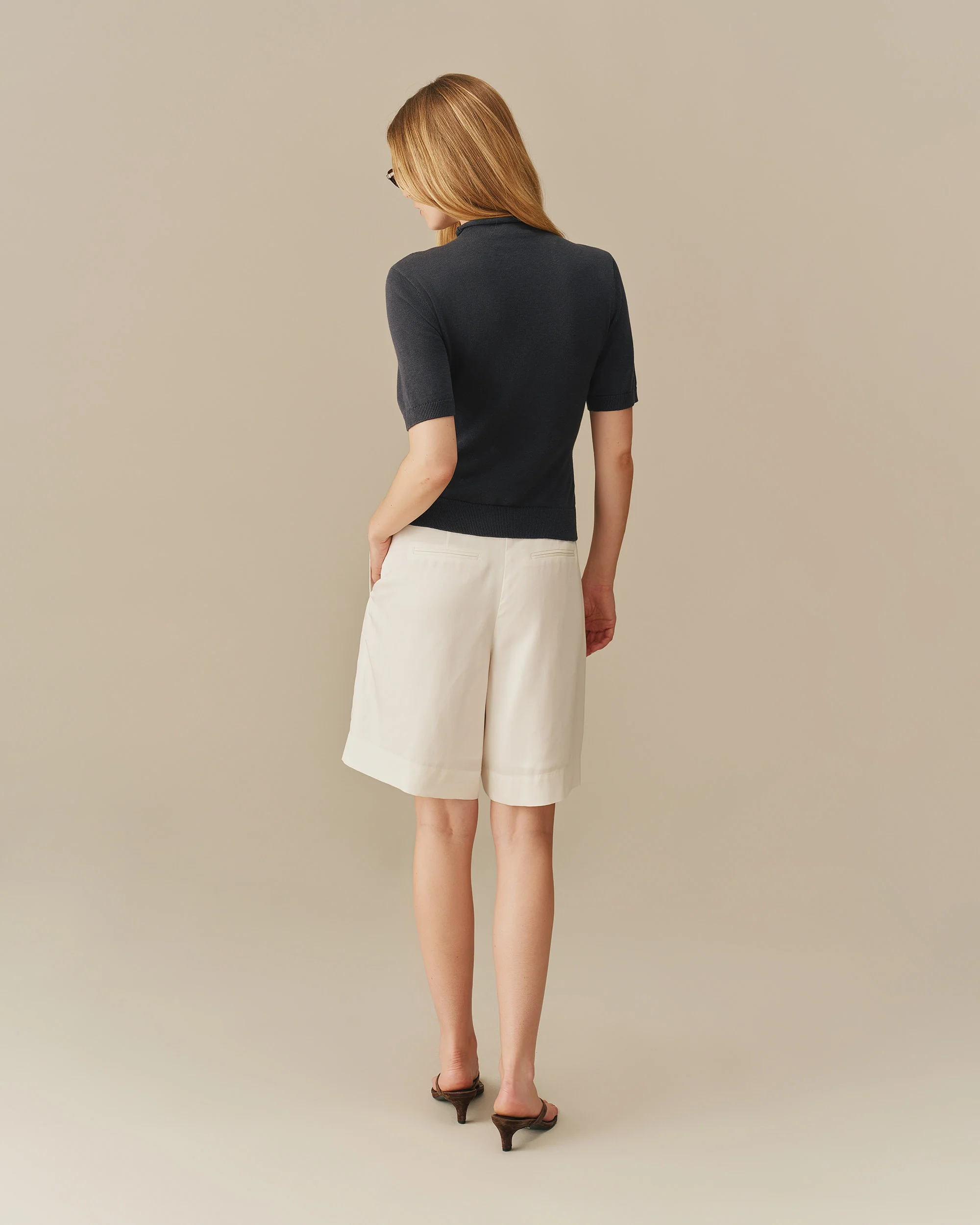 Women's Linen Tencel Bermuda Trouser Short White - Image 8