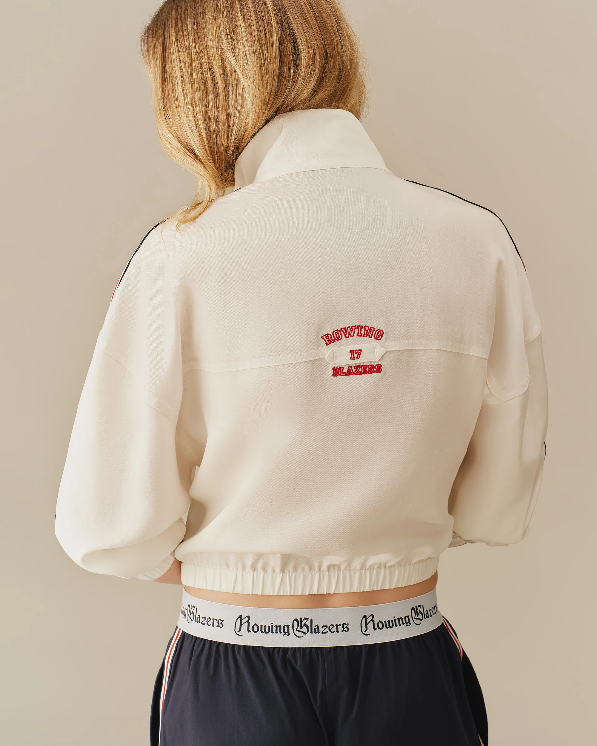 Women's Linen Tencel Bomber Jacket With Ribbon White - Image 5