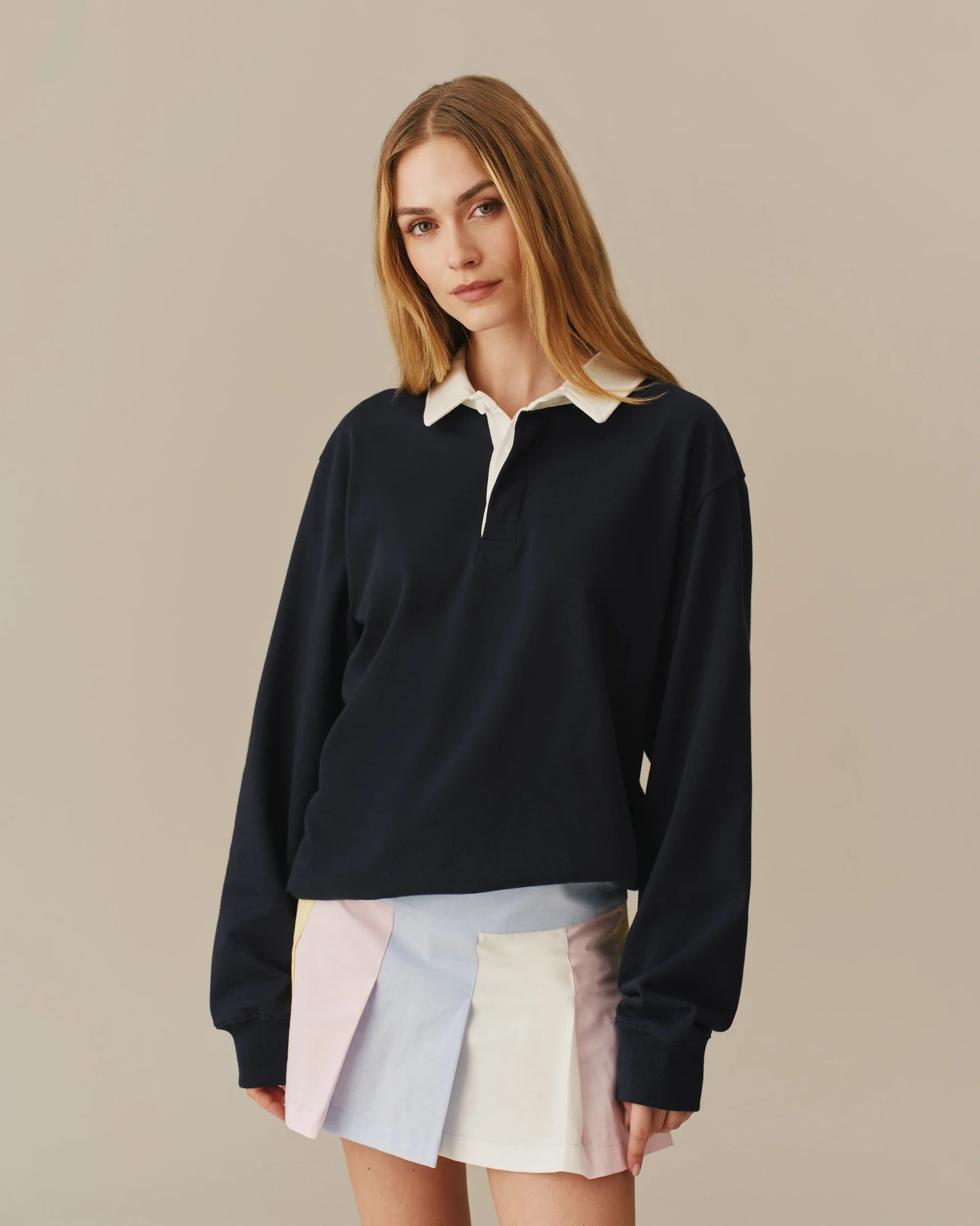 Women's Pleated Mini Skort Primary Colorblock