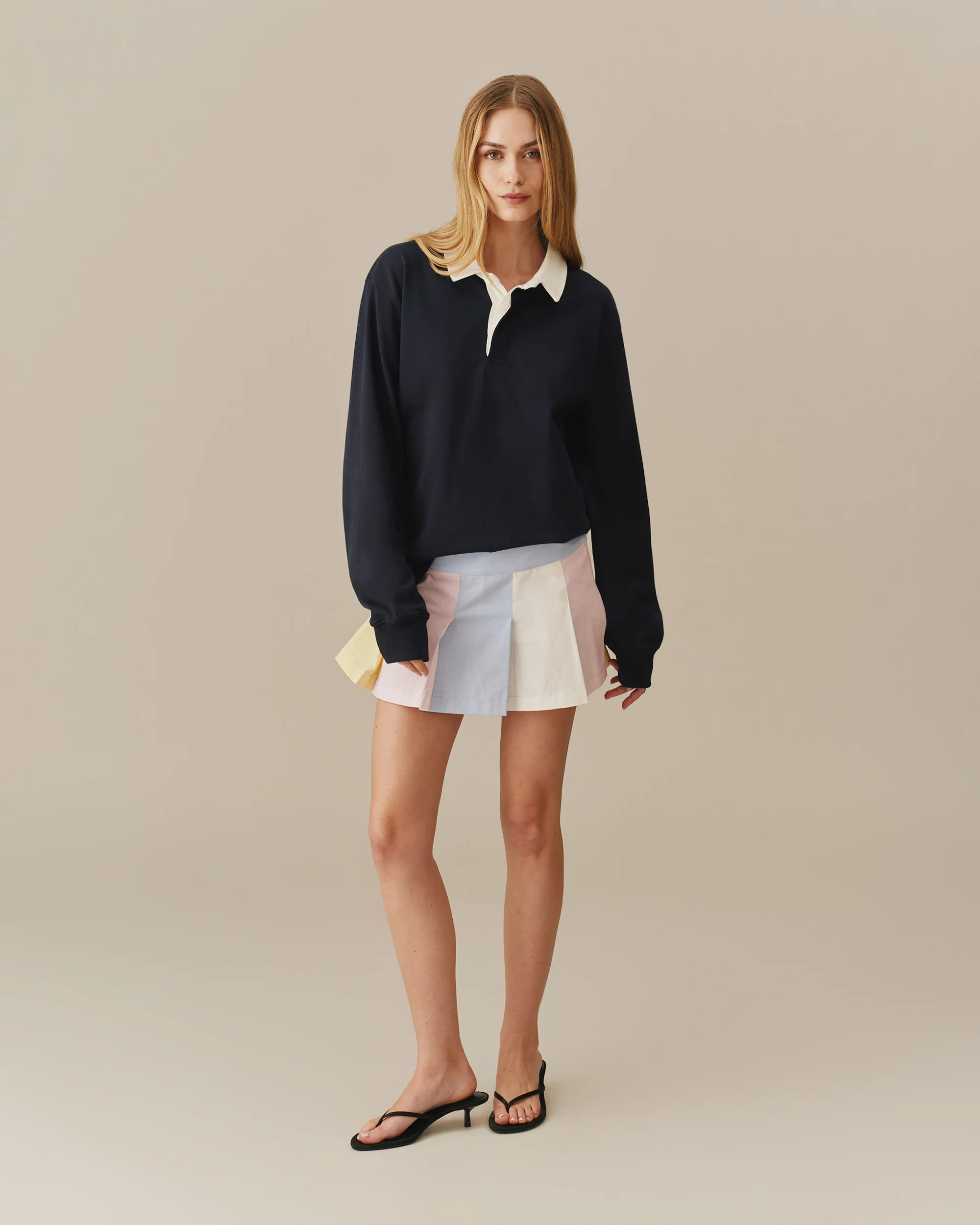 Women's Pleated Mini Skort Primary Colorblock - Image 3