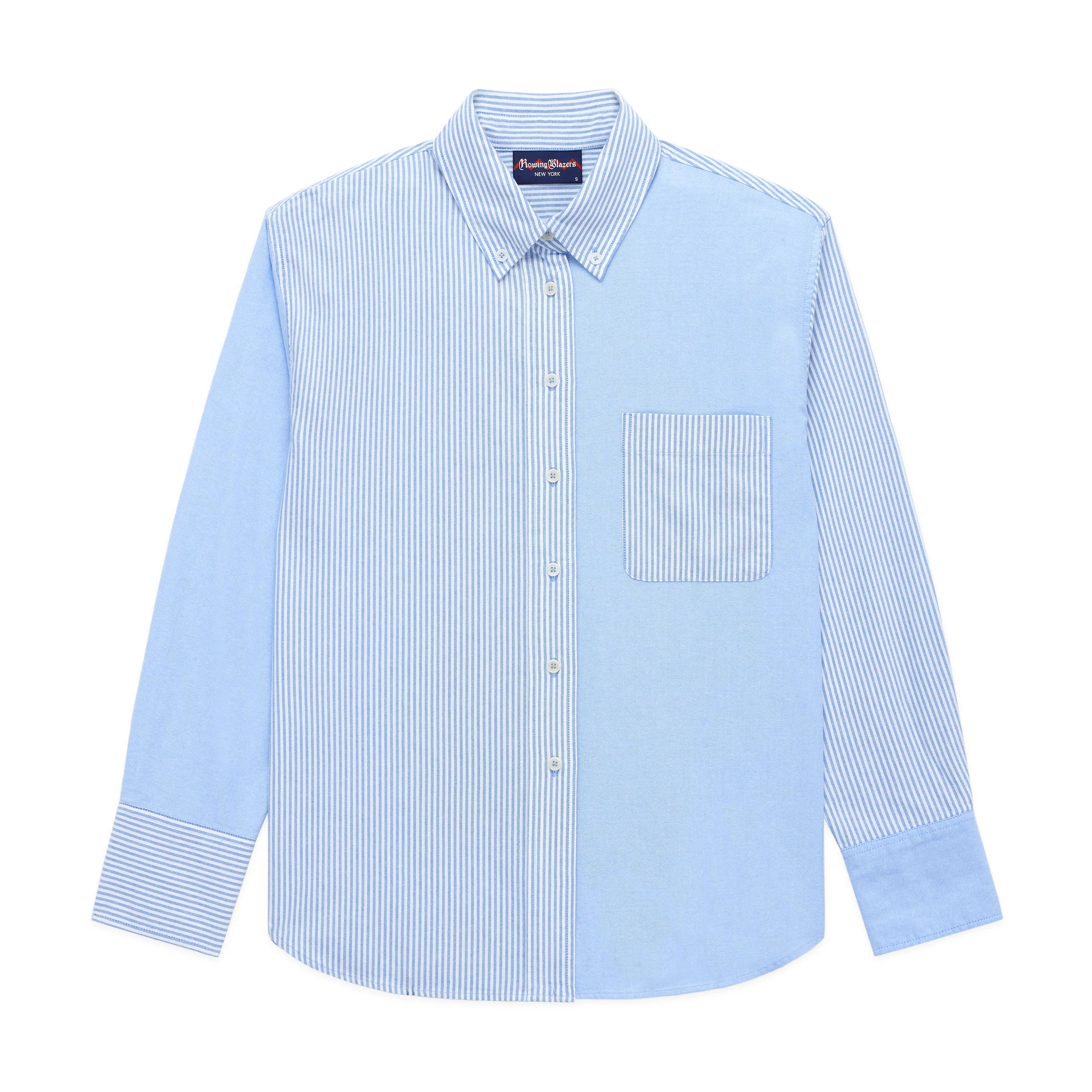 Women's Oversized Oxford Shirt Blue Mixed Stripe