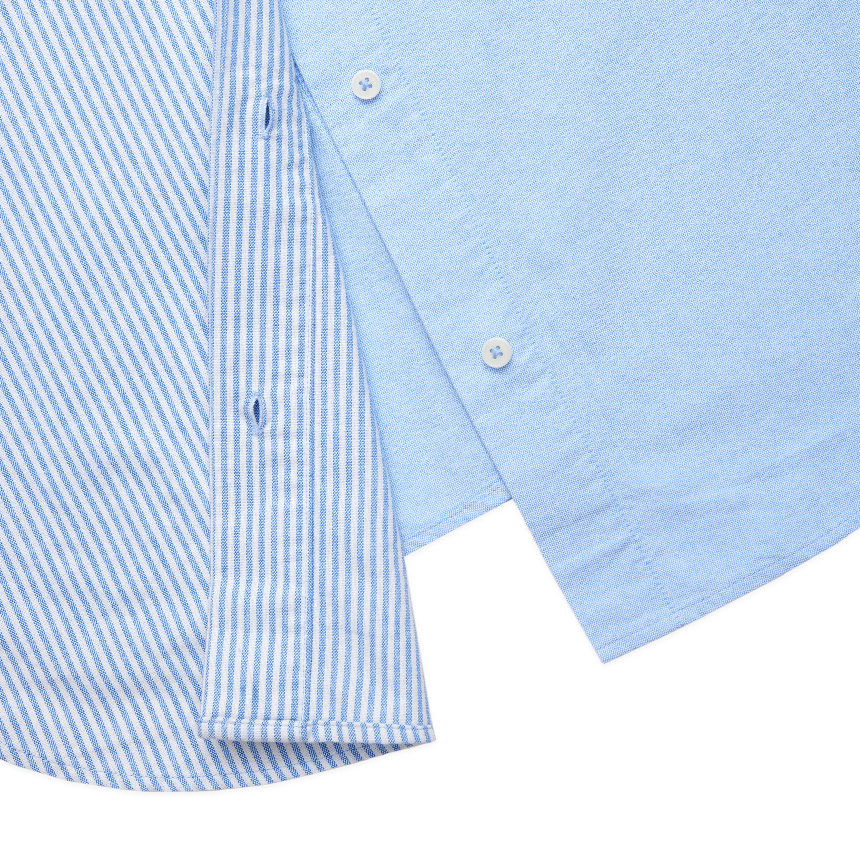Women's Oversized Oxford Shirt Blue Mixed Stripe - Image 3
