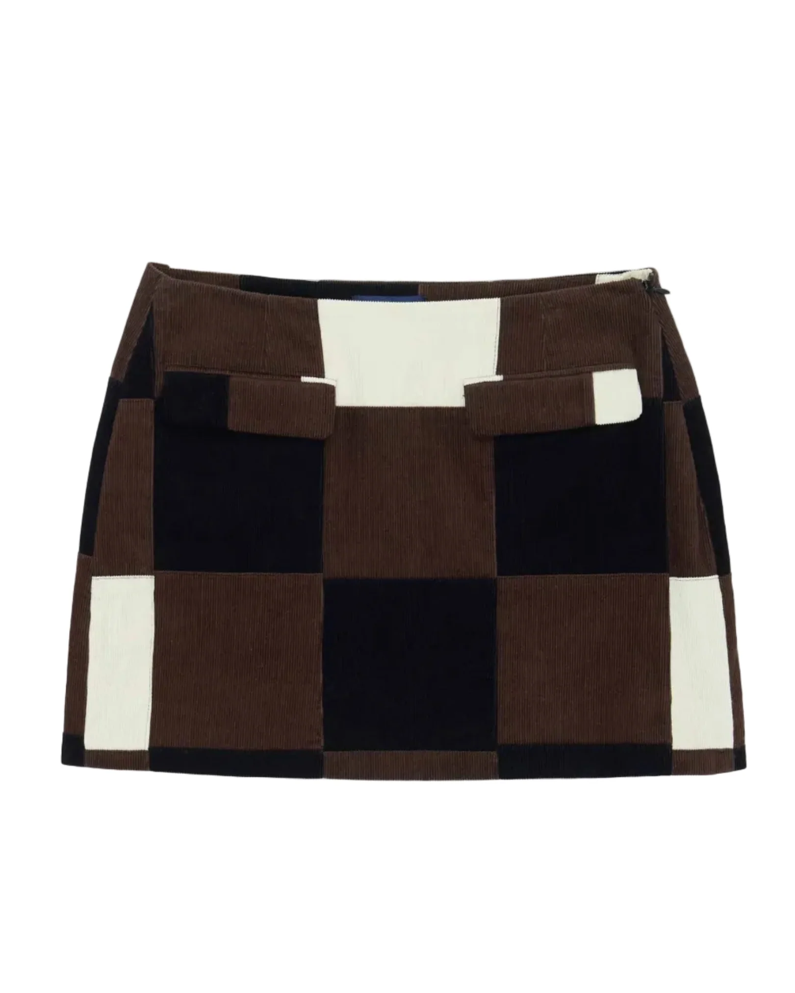 Women's Patchwork Corduroy Skirt Brown Patchwork - Image 2
