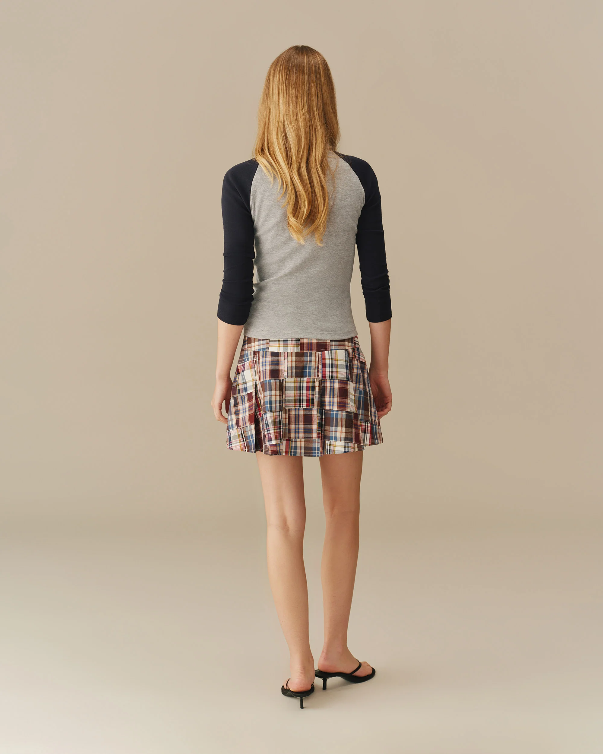 Women's Patchwork Madras Cotton Mini Skirt Multi-Color - Image 5