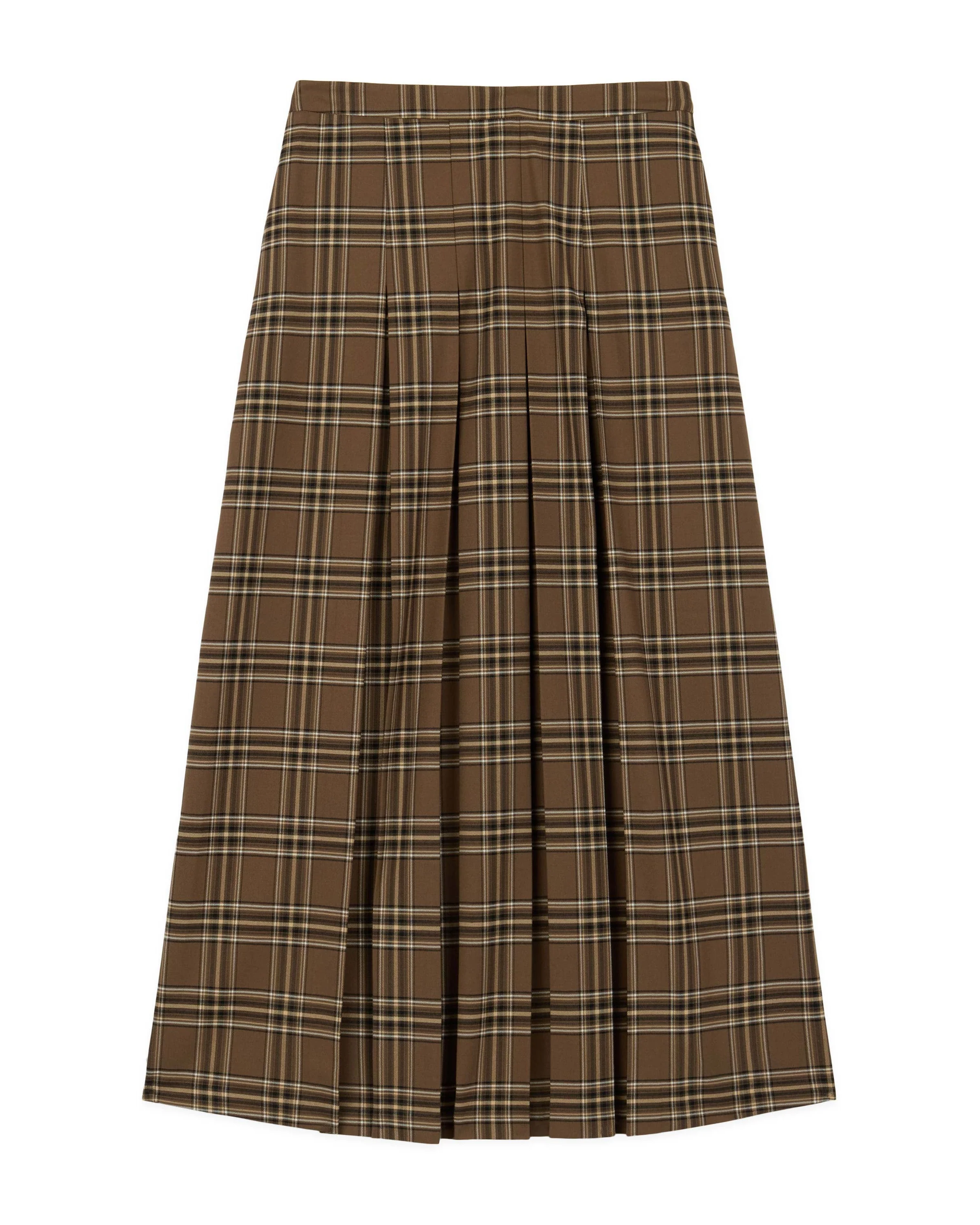 Women's Plaid Pleated Midi Skirt Brown Plaid - Image 2
