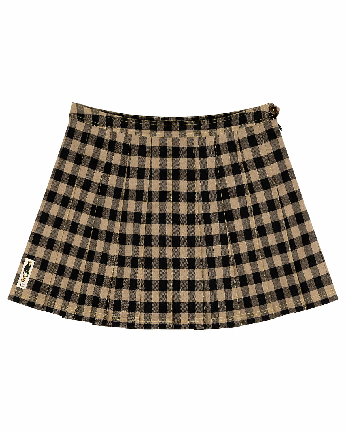 Women's Pleated Check Skirt Brown Black Check - Image 5