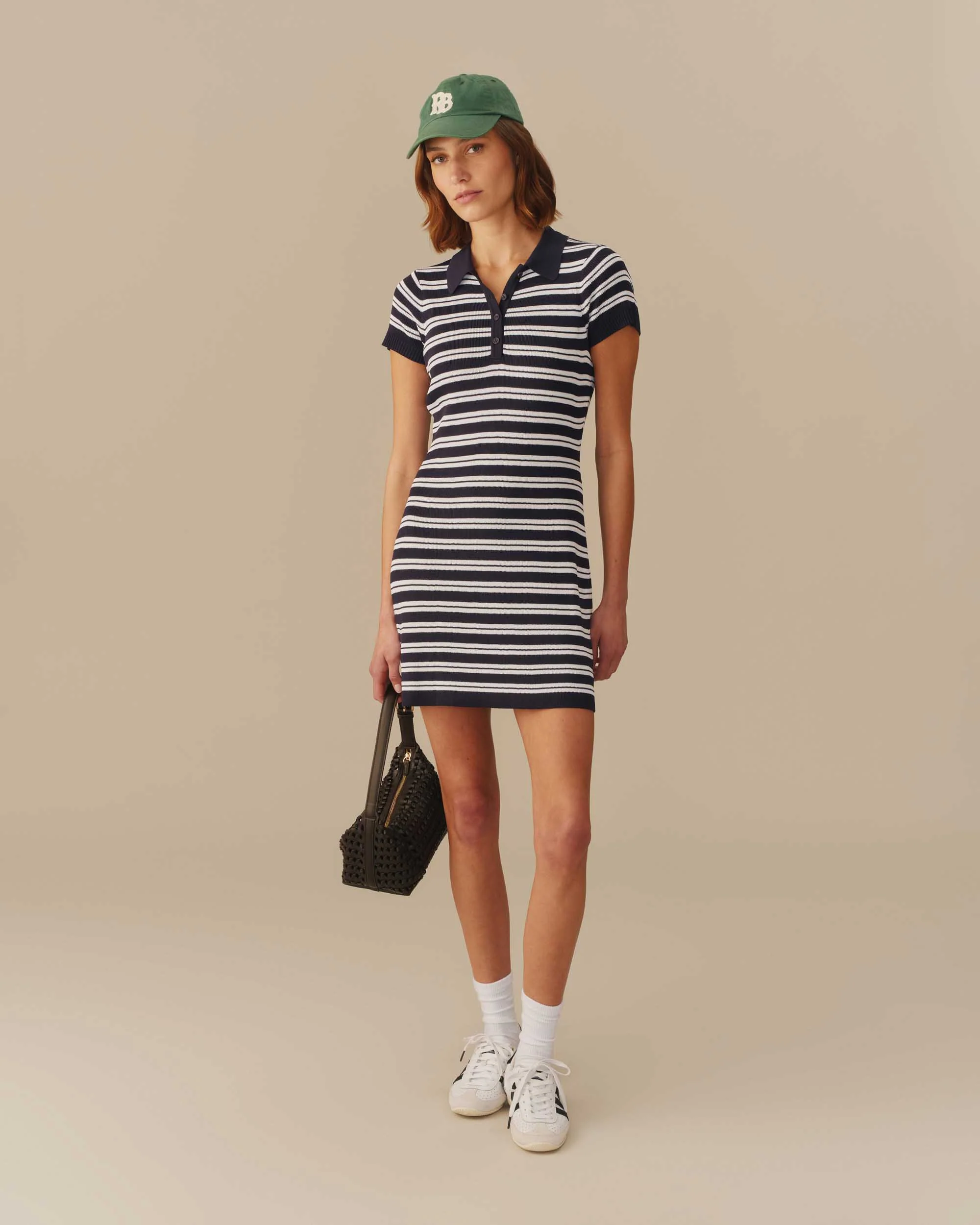 Women's Polo Striped Mini Dress Navy