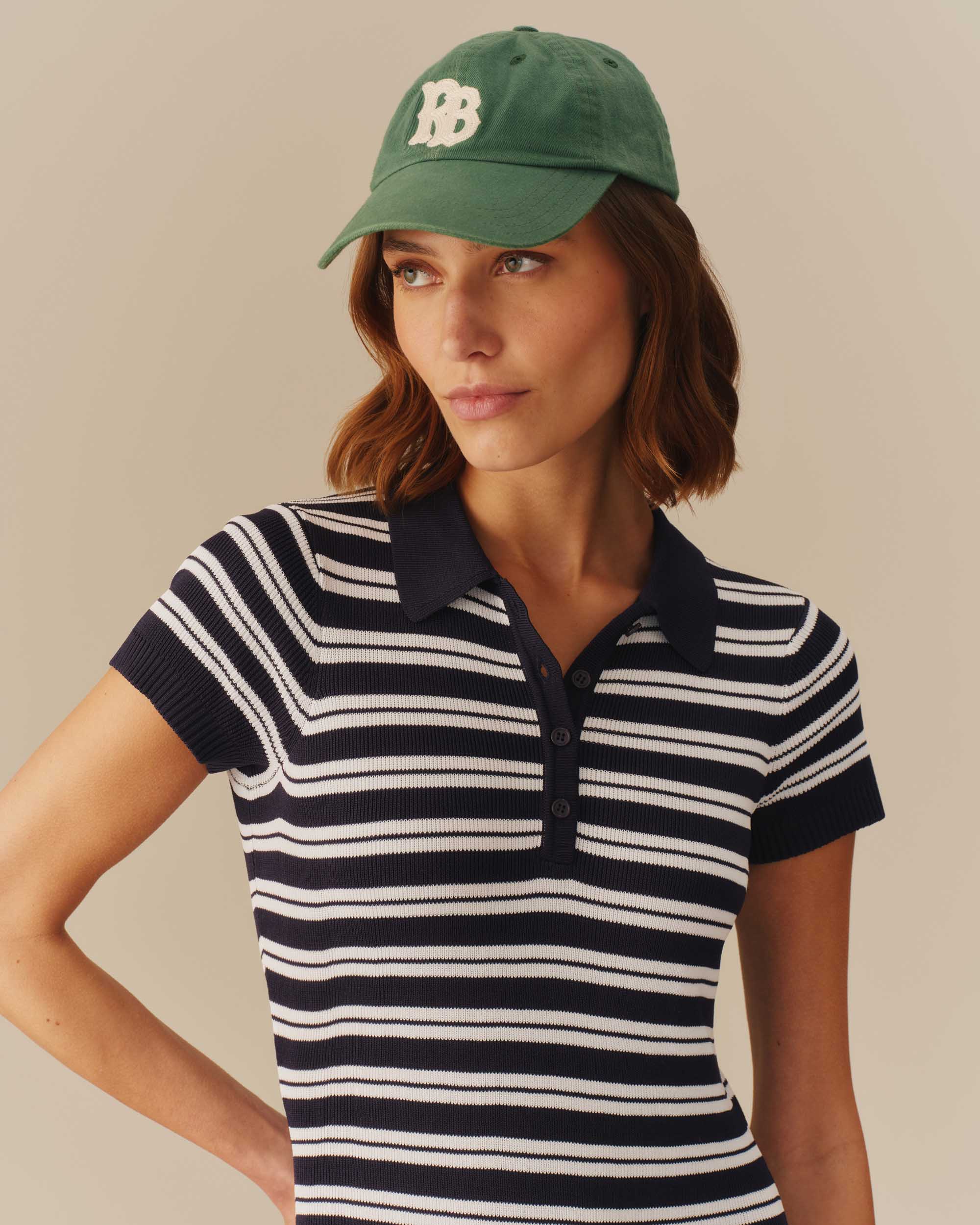 Women's Polo Striped Mini Dress Navy - Image 3