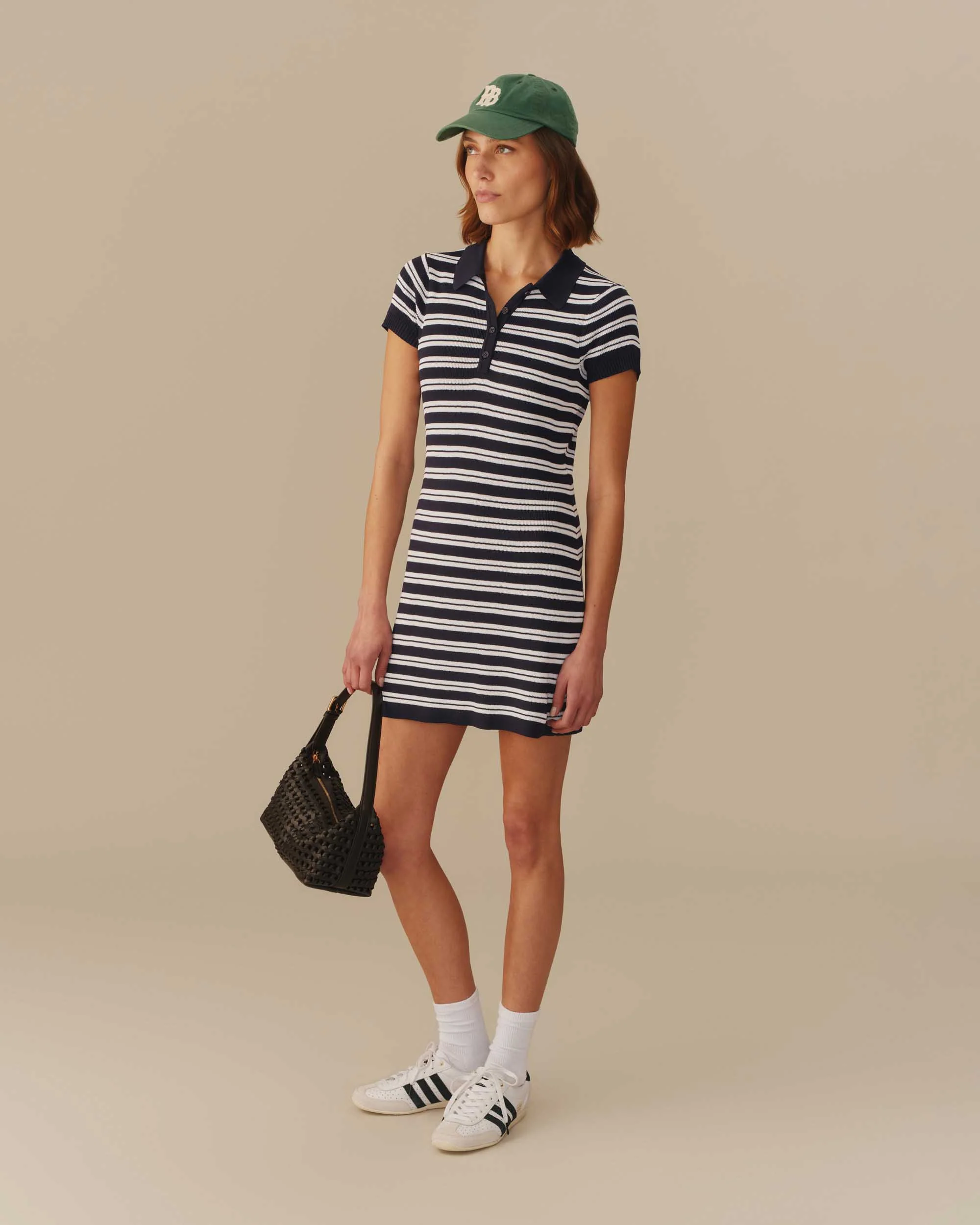 Women's Polo Striped Mini Dress Navy - Image 4