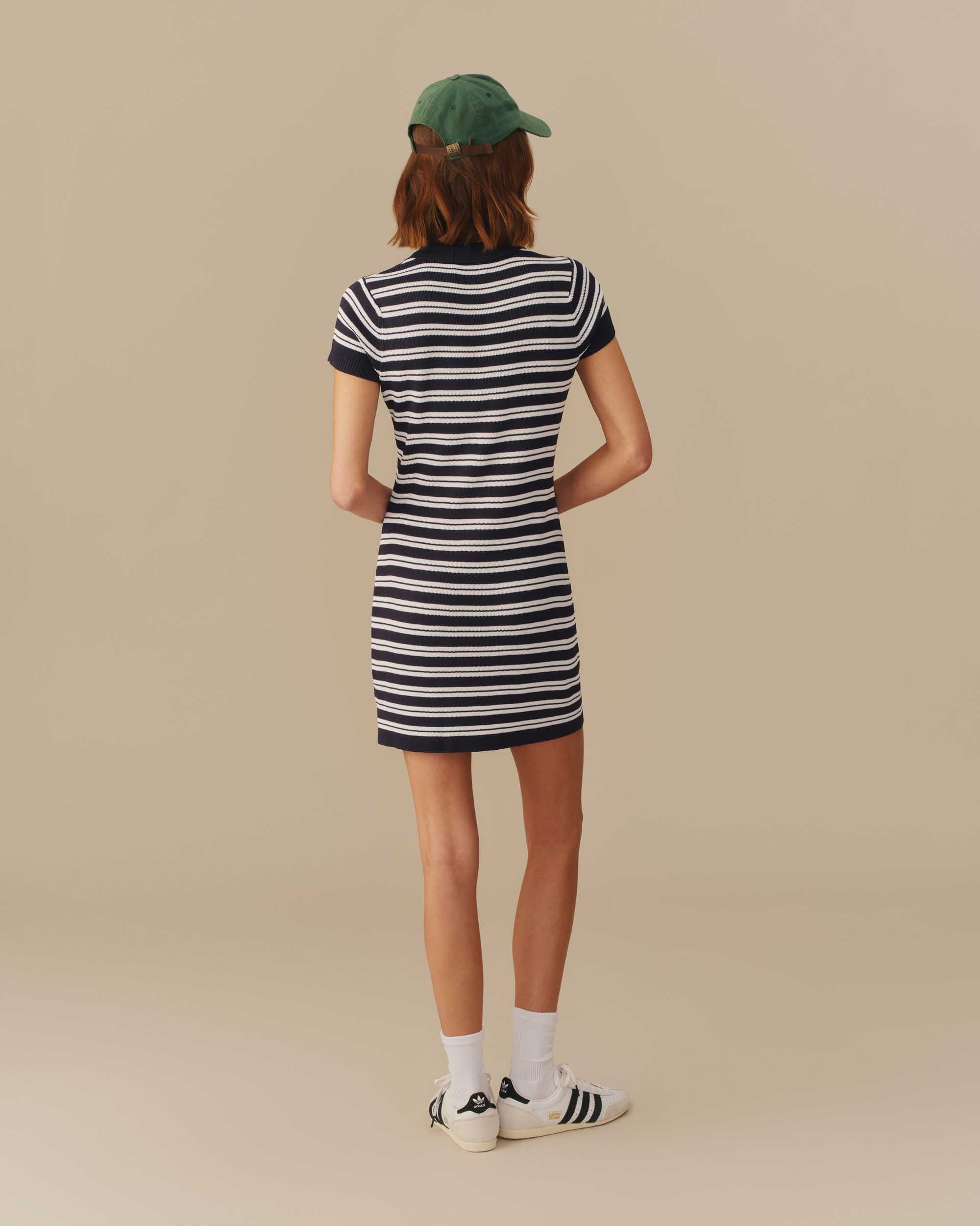Women's Polo Striped Mini Dress Navy - Image 5