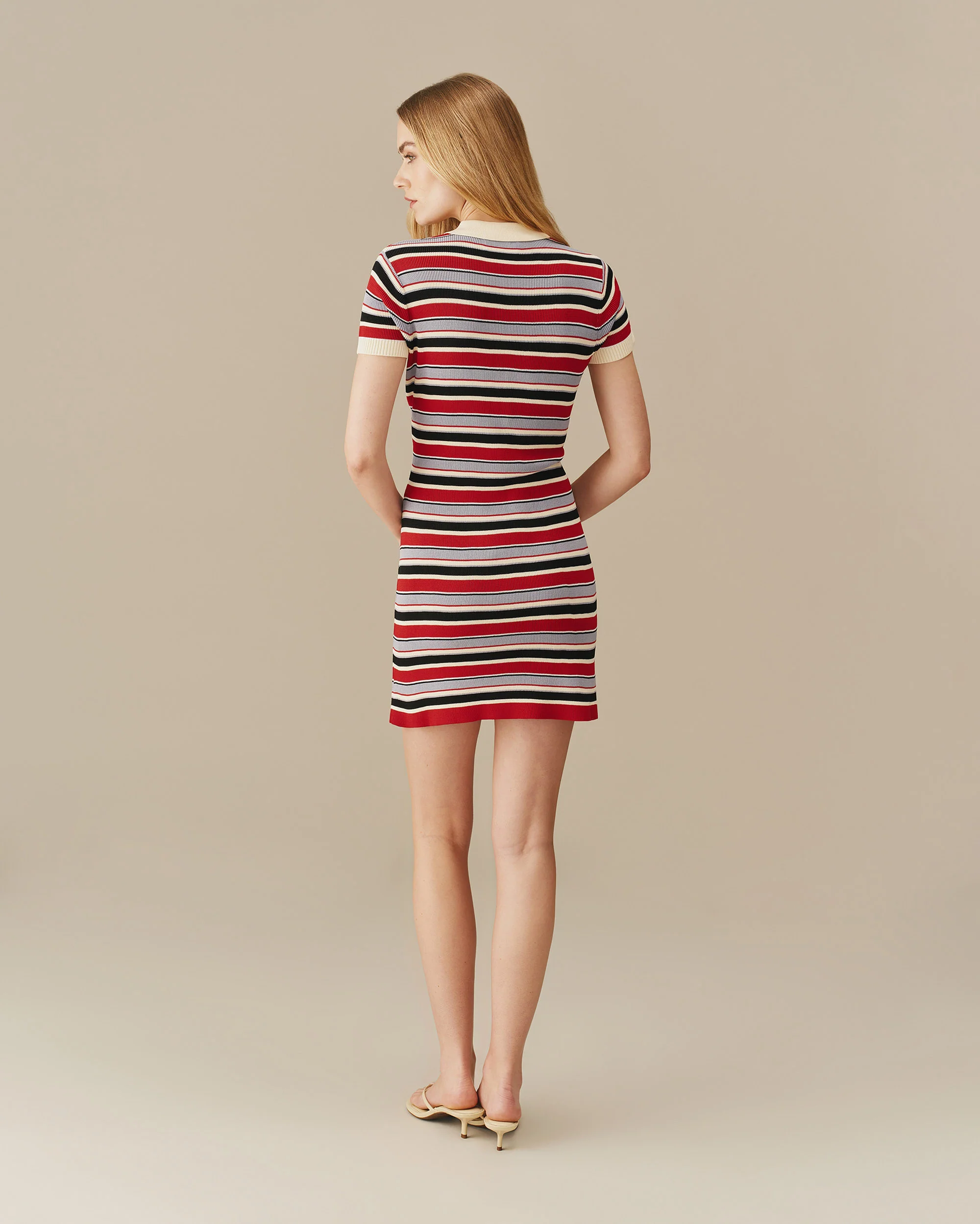 Women's Polo Striped Mini Dress Red - Image 7