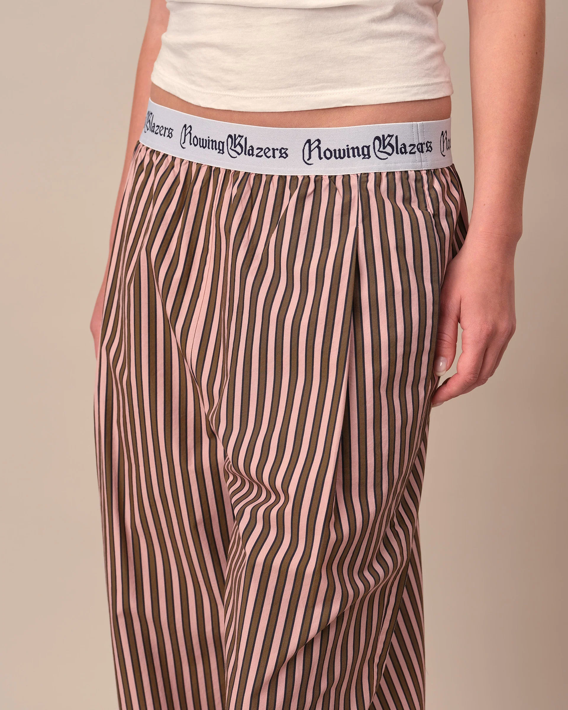 Women's Poplin Pant Chocolate Rose Stripe - Image 2