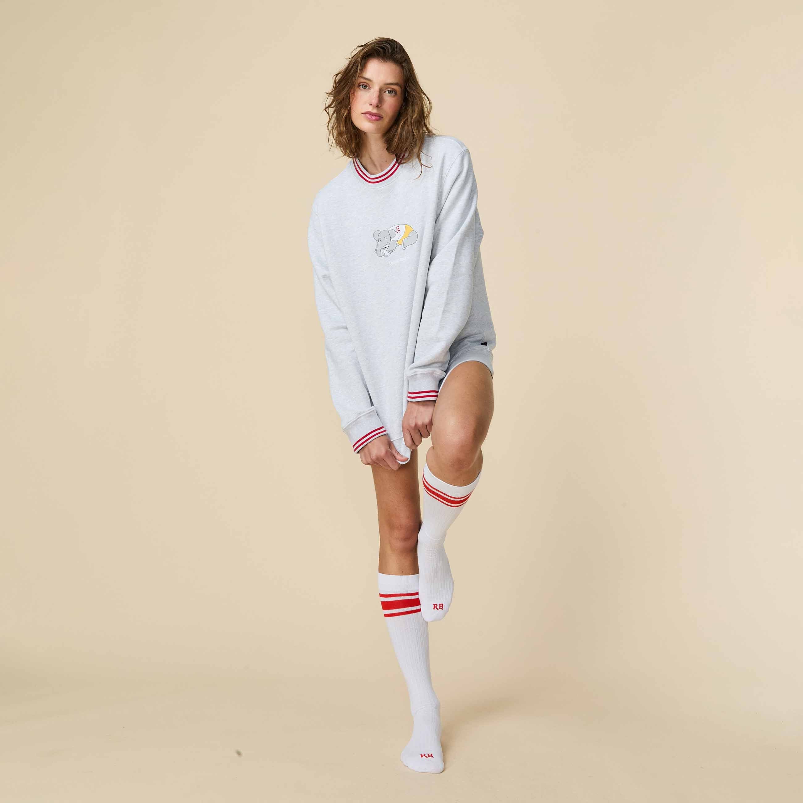 Women's Signature Red Striped Knee Socks White - Image 4