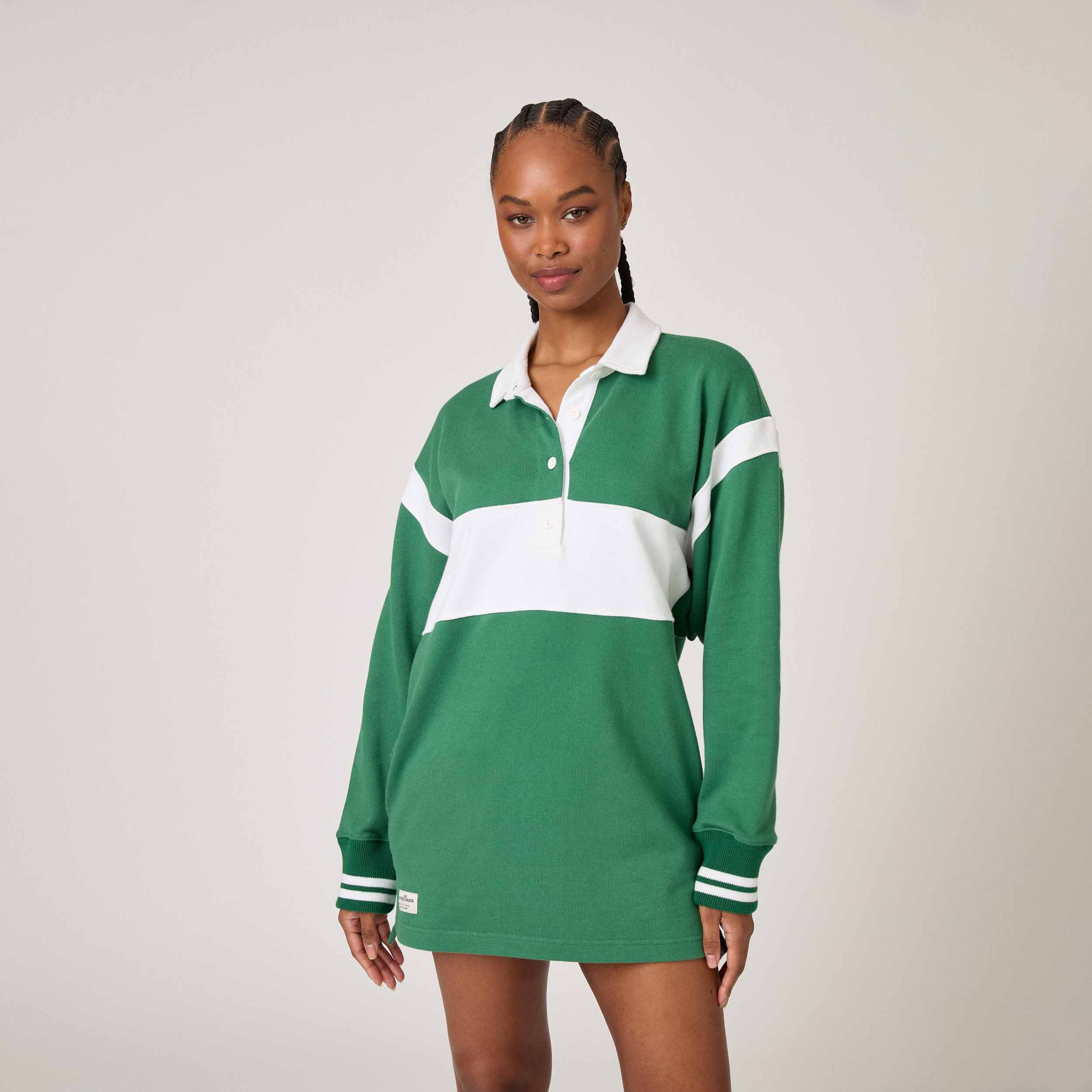 Women's Stripe Rugby Dress Green - Image 2