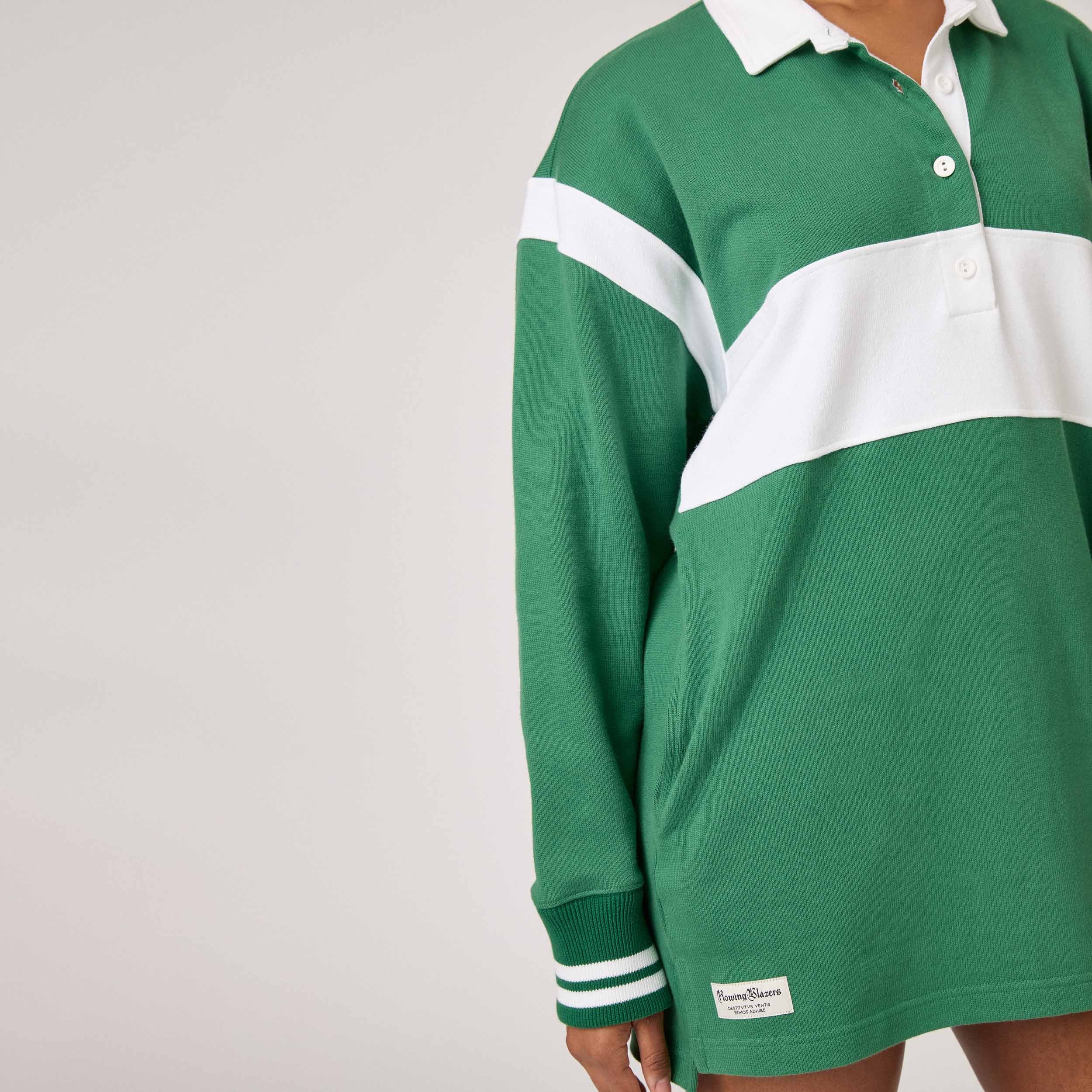 Women's Stripe Rugby Dress Green - Image 3