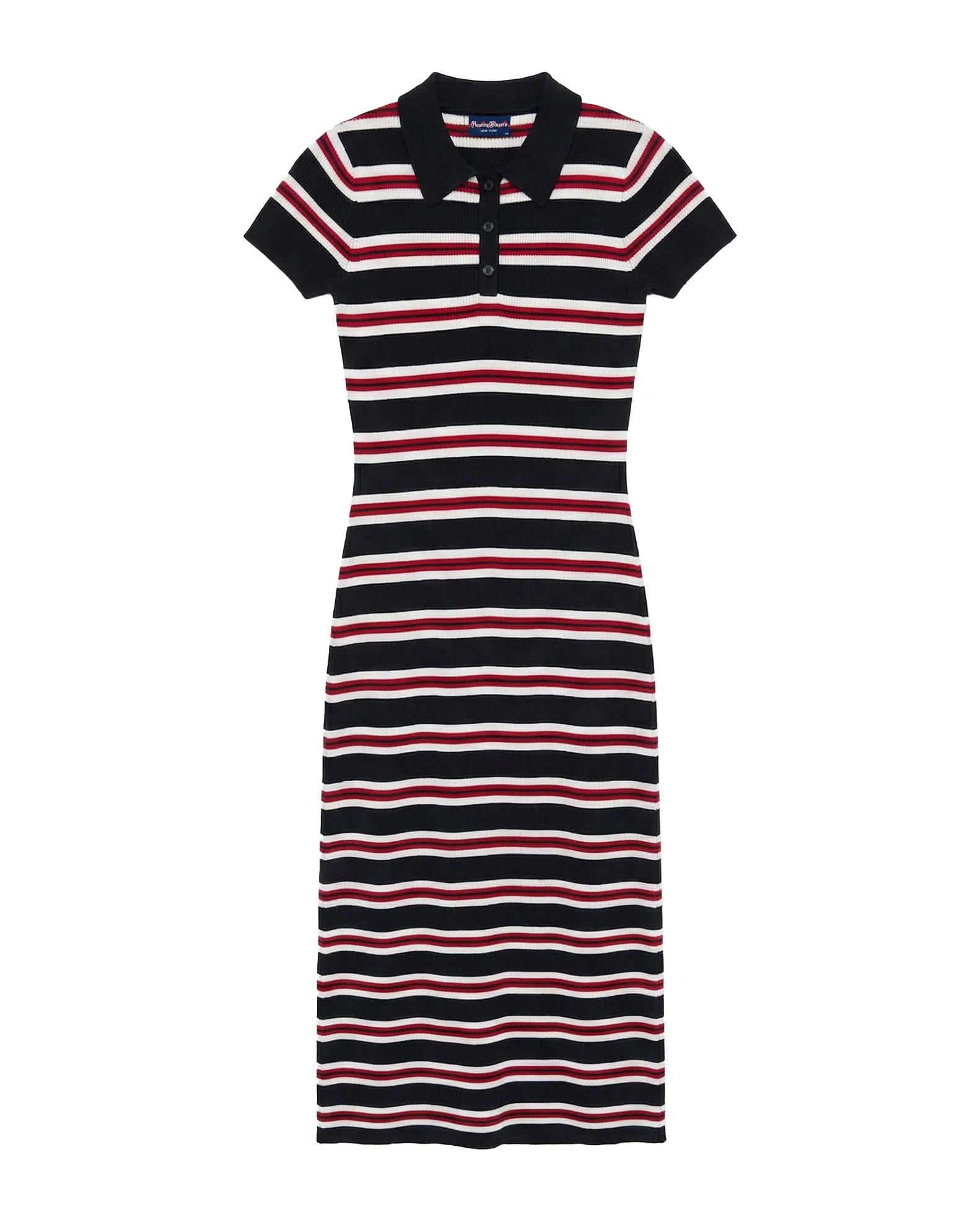 Women's Striped Polo Maxi Dress Navy Multi - Image 6
