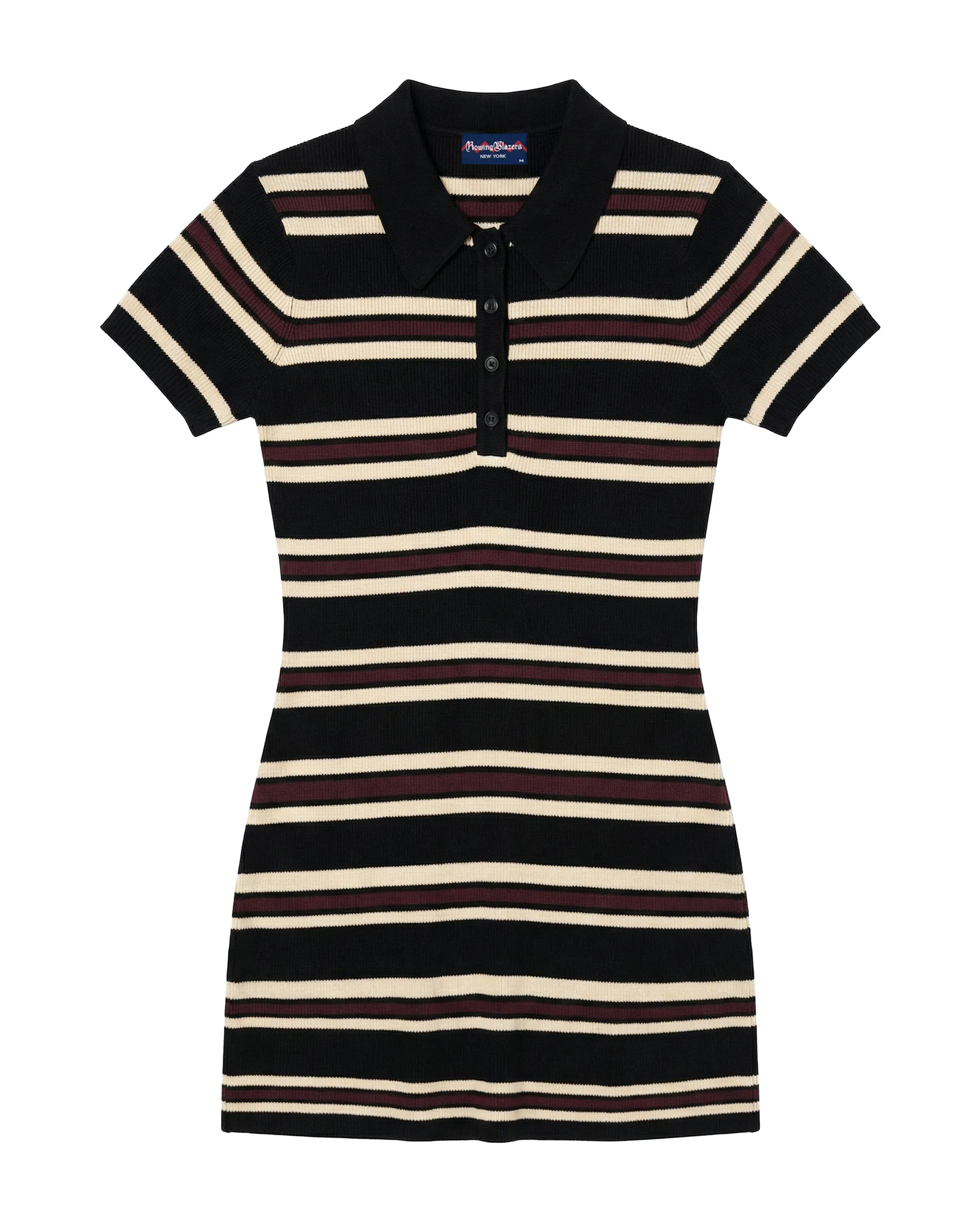 Women's Striped Polo Mini Dress Brown - Image 6