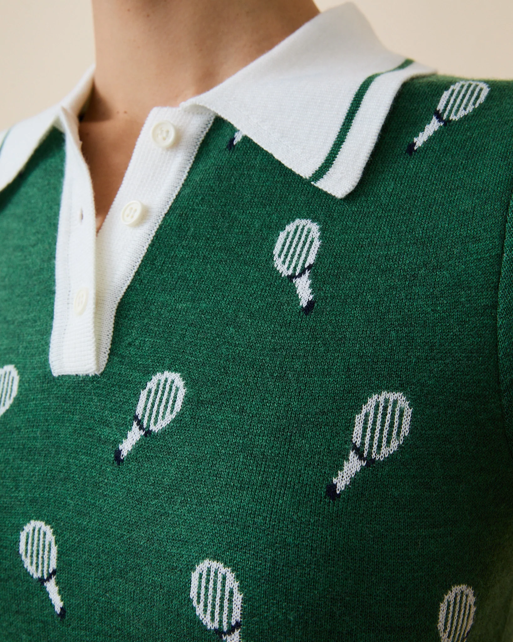 Women's Sweater Polo Dress Green - Image 5