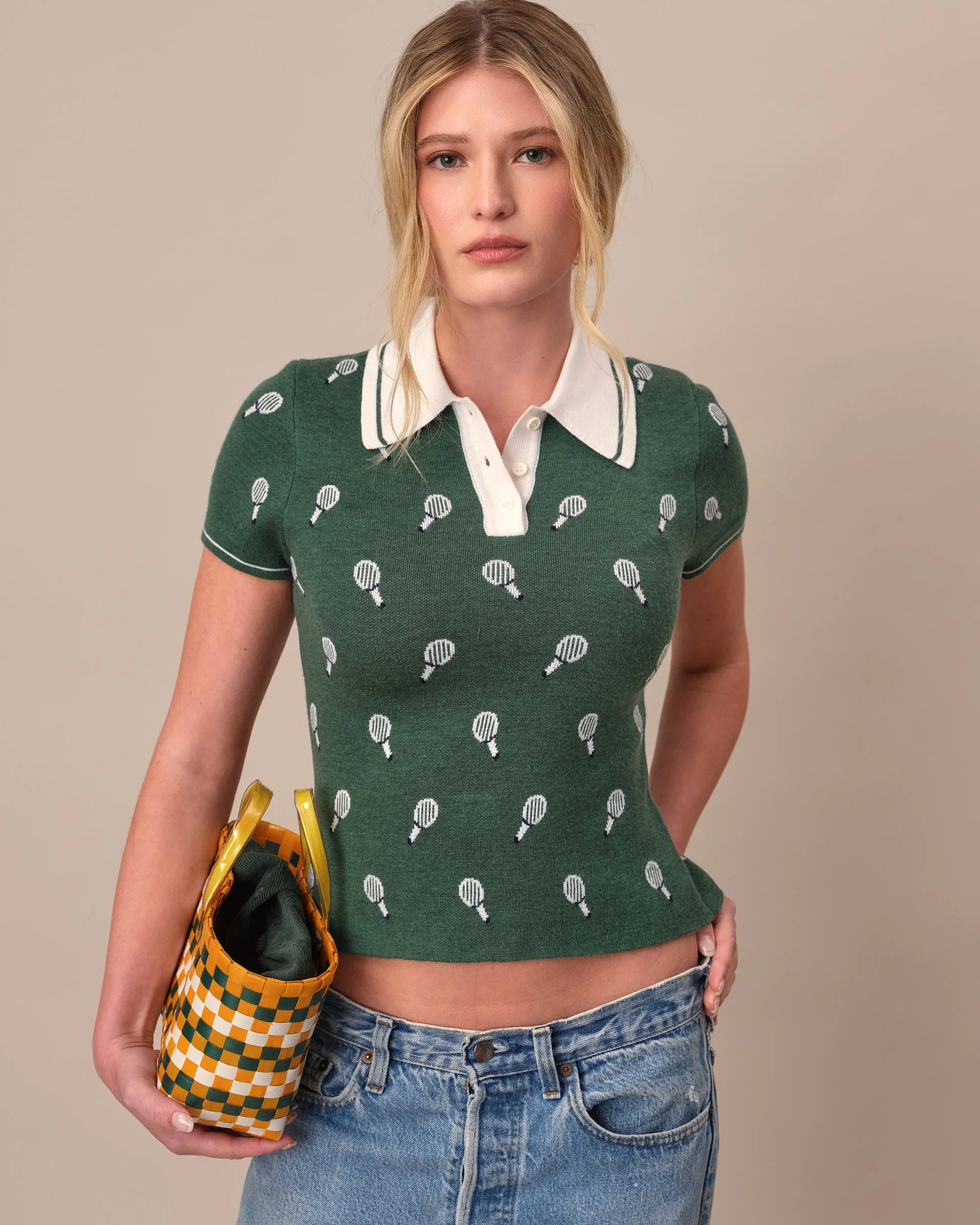 Women's Sweater Polo Green - Image 2