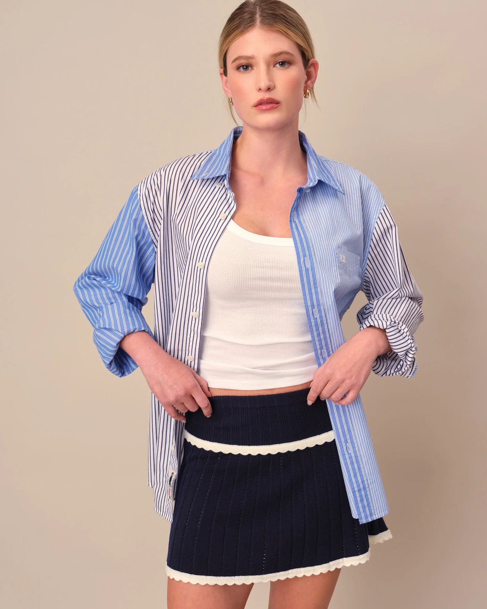 Women's Tiered Scallop Skirt Navy - Image 2