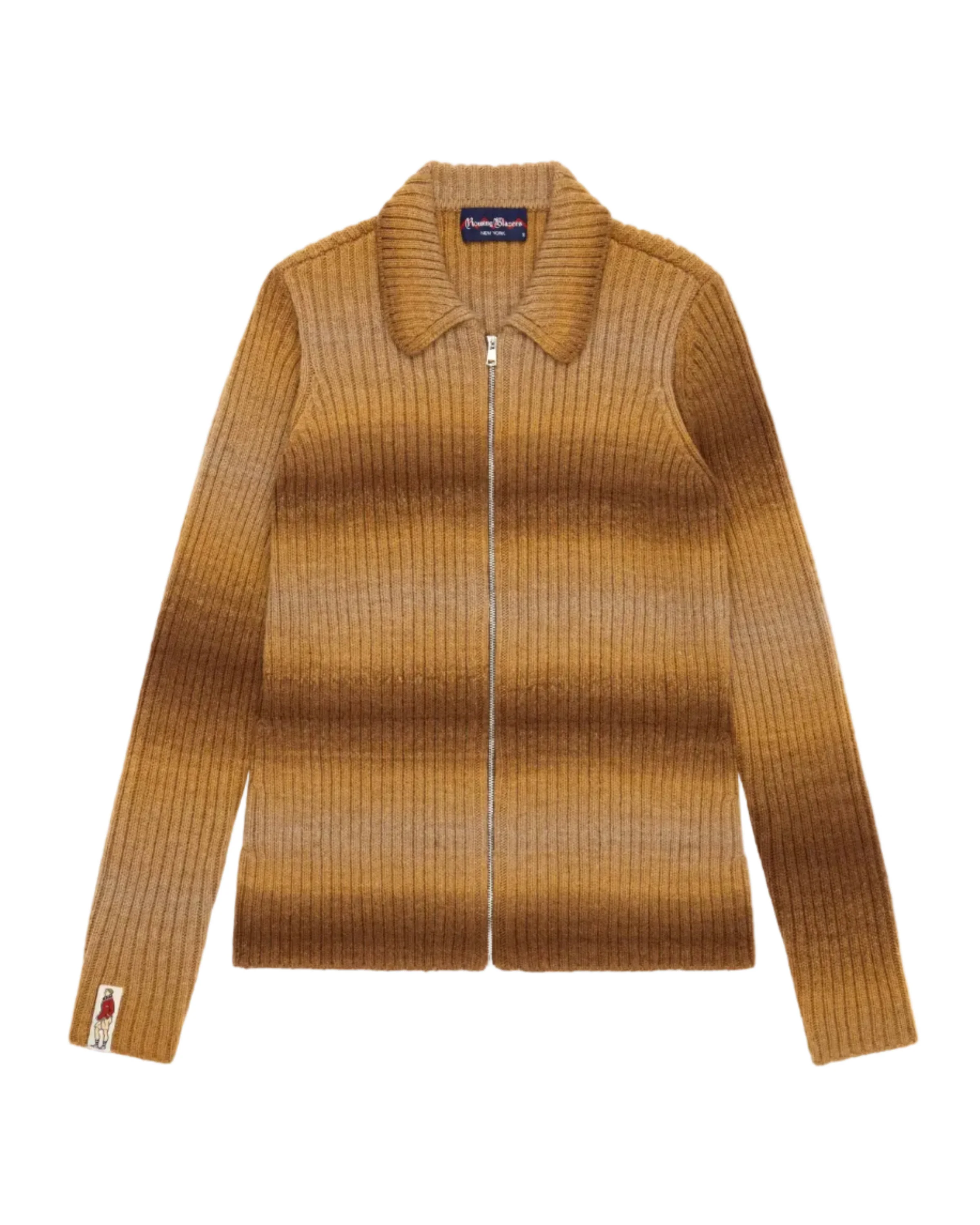 Zip Through Gradient Striped Sweater Brown Gradient